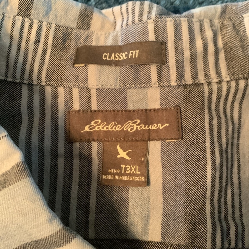 Eddie Bauer Classic Fit Striped Cotton Button Down Collared Shirt Size T3XL EUC - Picture 6 of 9